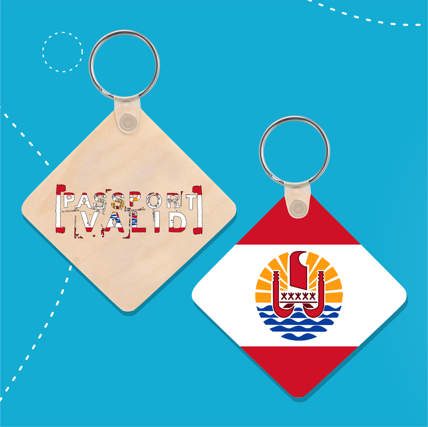 French Polynesia Square Matte Keychain