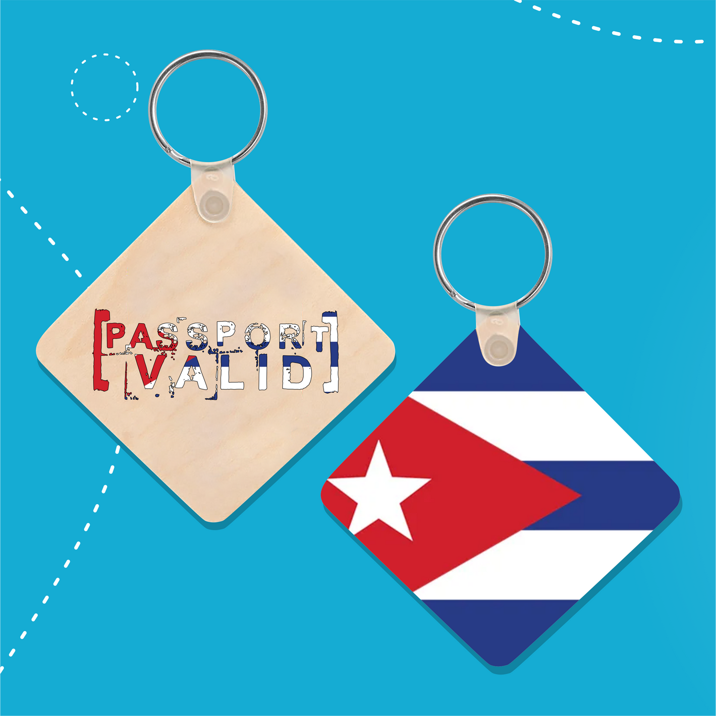 Cuba Square Matte Keychain