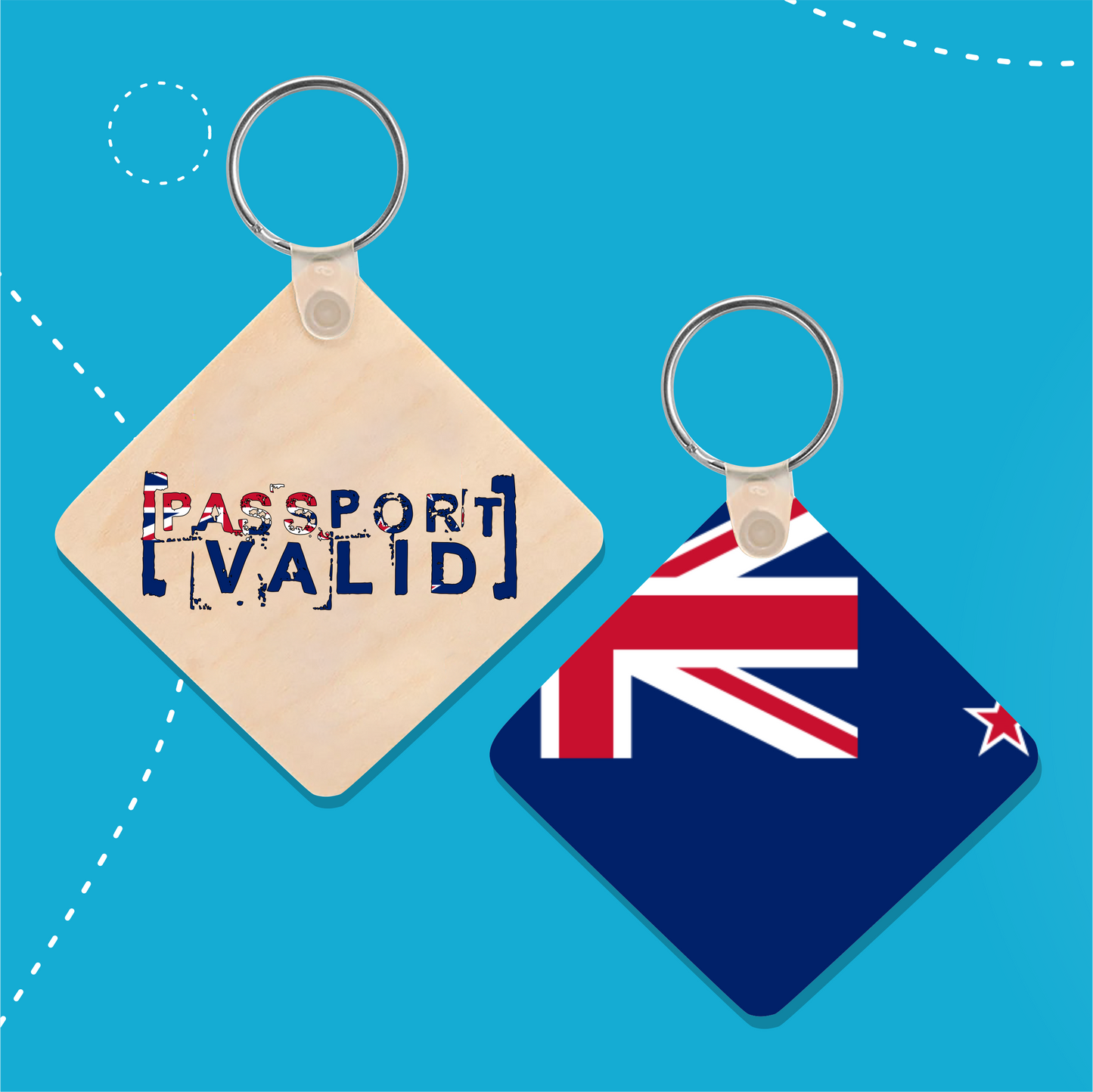 New Zealand Square Matte Keychain