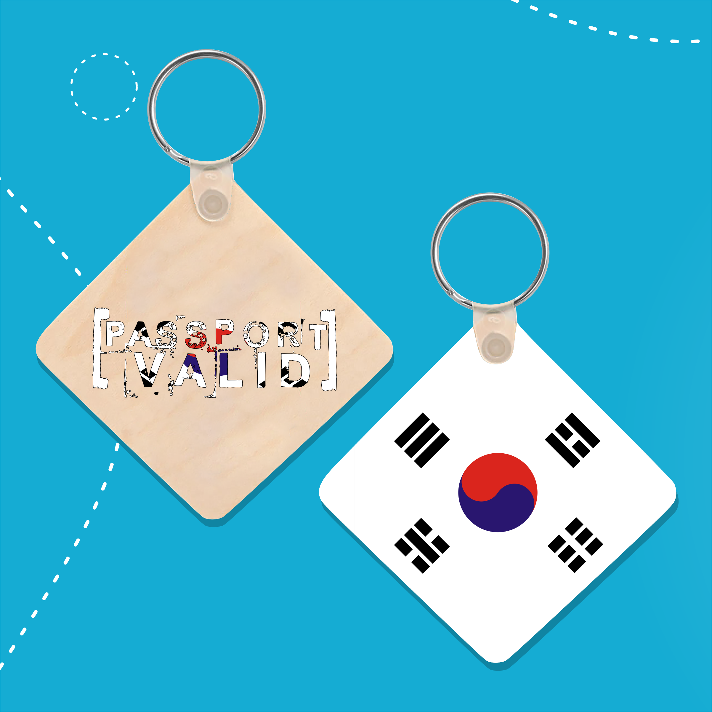 South Korea Square Matte Keychain – Passport Valid Store